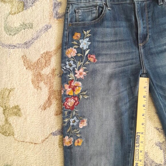 Sundance Driftwood Kelly Embroidered Jeans Womens 28 Bootcut Cottagecore Floral - Picture 3 of 14